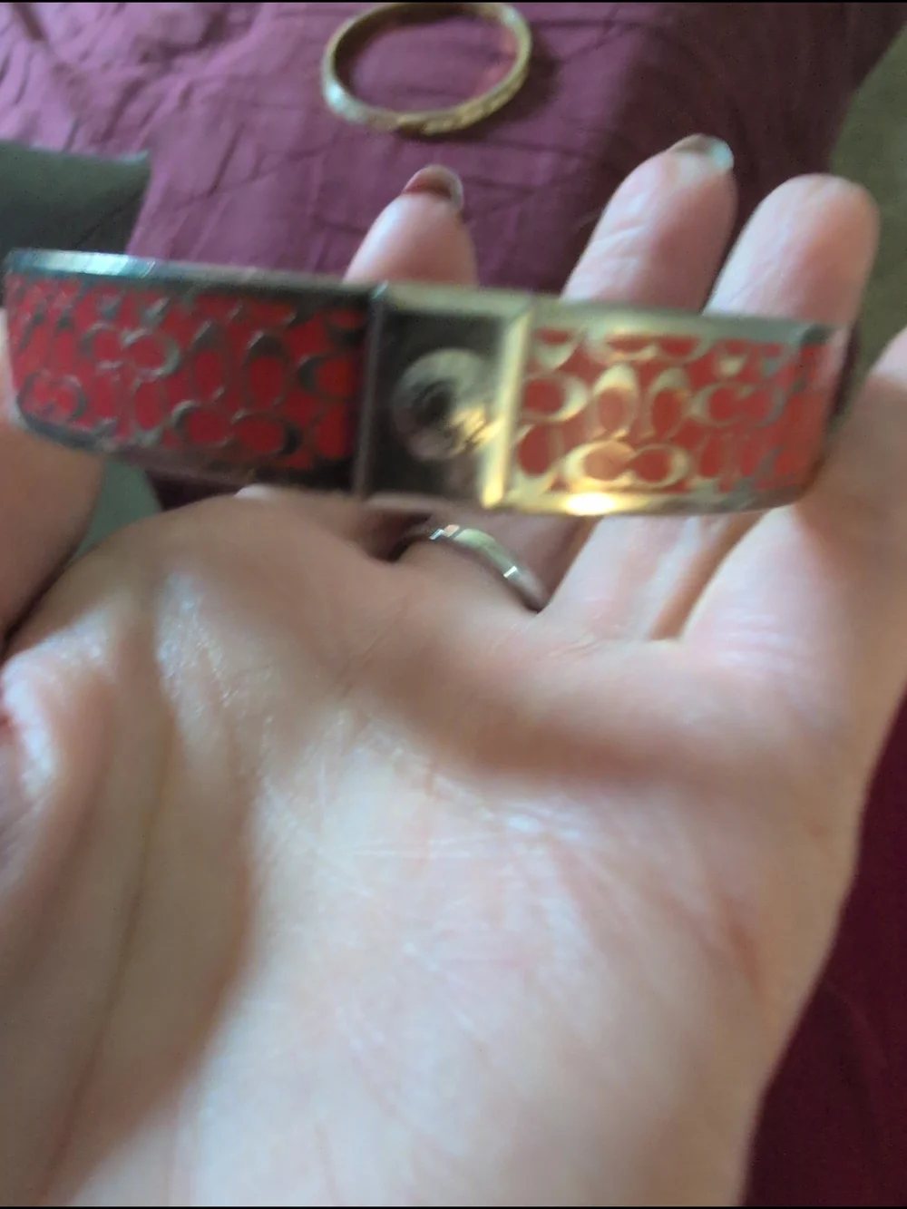 Coach Pink Signature Logo Bangle Bracelet